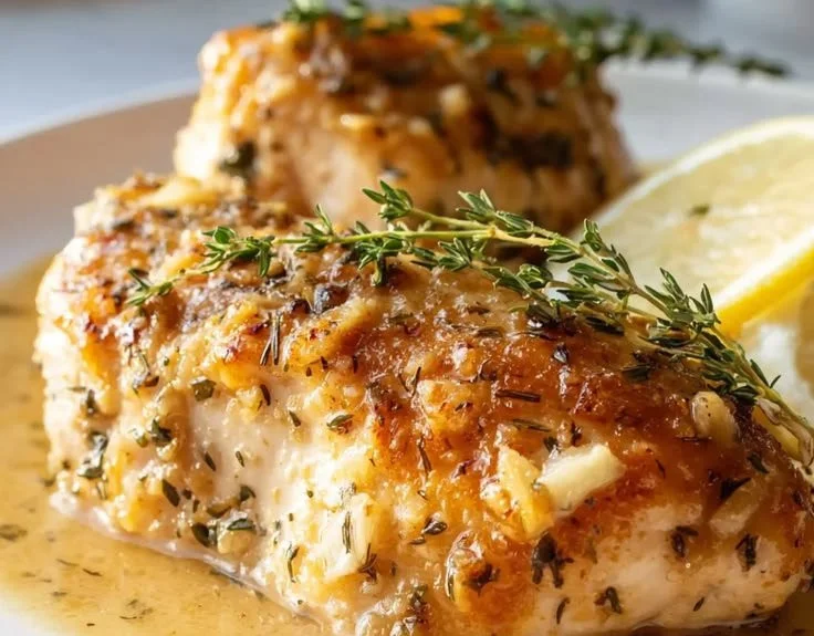 Juicy and tender slow cooker chicken breast served on a plate