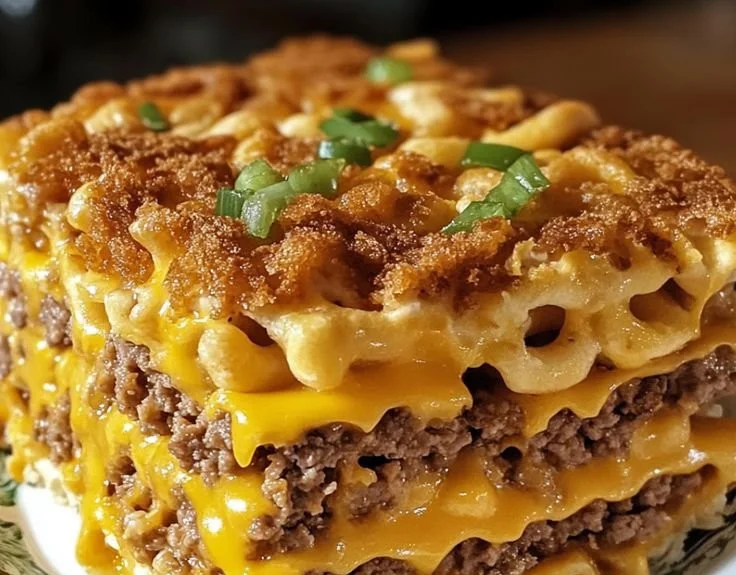 Delicious Big Mac Casserole baked and served in a dish