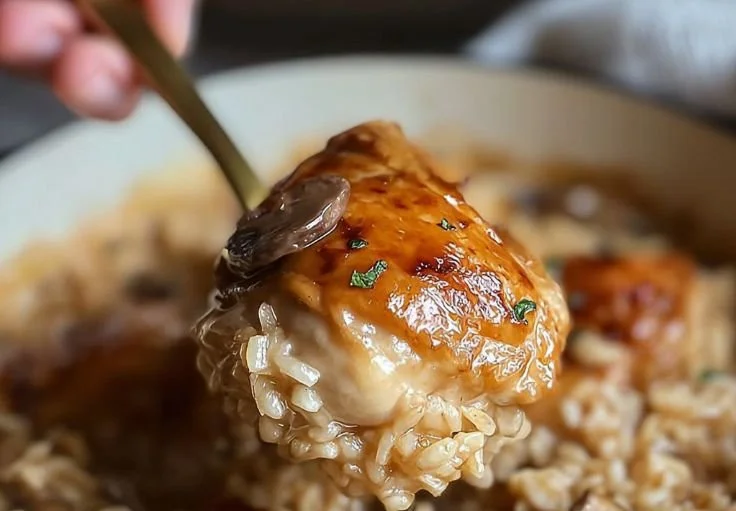 Creamy butter chicken rice in a one-pot dish, ideal for weeknight dinners.