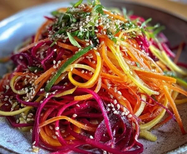 Fresh Carrot Sesame Salad with vibrant vegetables and sesame dressing.