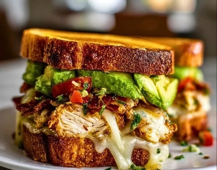Delicious Chicken Avocado Sandwich with fresh ingredients on a plate