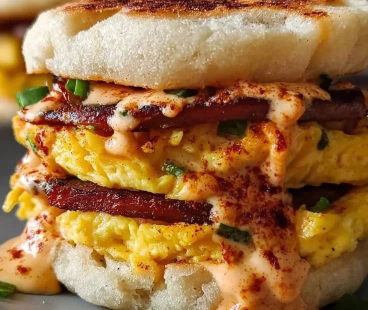 Chipotle-spiced egg breakfast sandwich filled with fresh ingredients