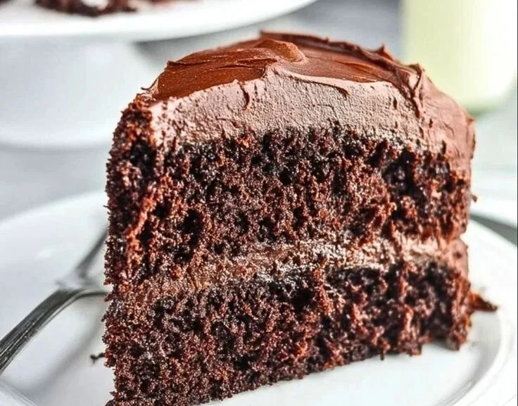 Delicious chocolate cake made with mayonnaise for a moist texture