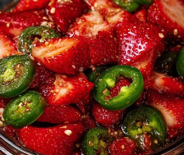 Cowboy-style strawberry jalapeño dish with vibrant colors and textures