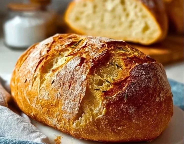 Loaf of crusty Italian bread fresh from the oven, showcasing its golden, crispy crust.