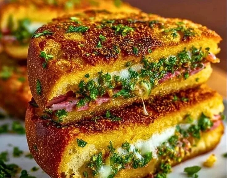 Delicious Cuban Garlic Bread Sandwiches ready to enjoy