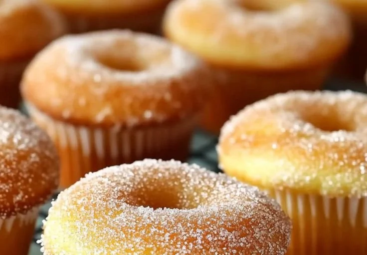 Homemade donut muffins fresh out of the oven