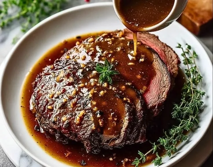 Delicious Easy Prime Rib Au Jus Sauce ready to enhance your prime rib dish.