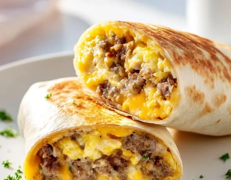Delicious freezer breakfast burritos ready for busy mornings