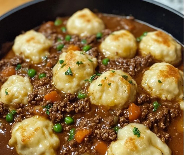 Delicious ground beef dumplings served with a savory sauce