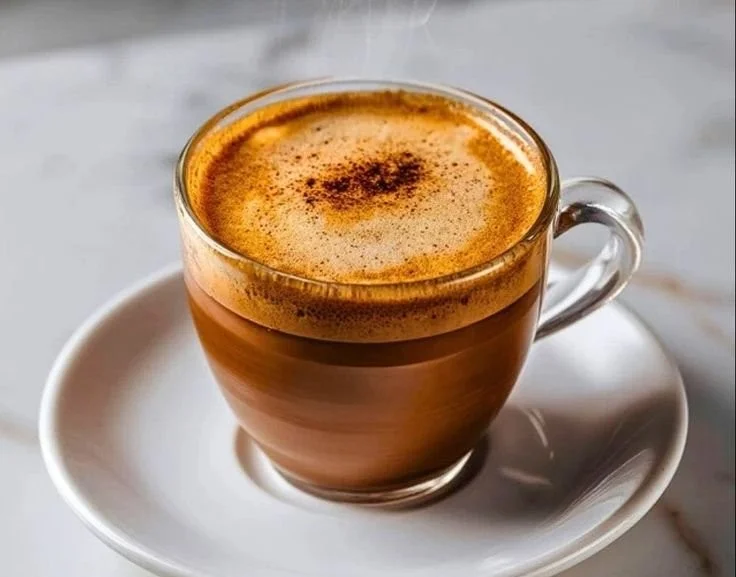 Hot shaken espresso with brown sugar served in a stylish cup