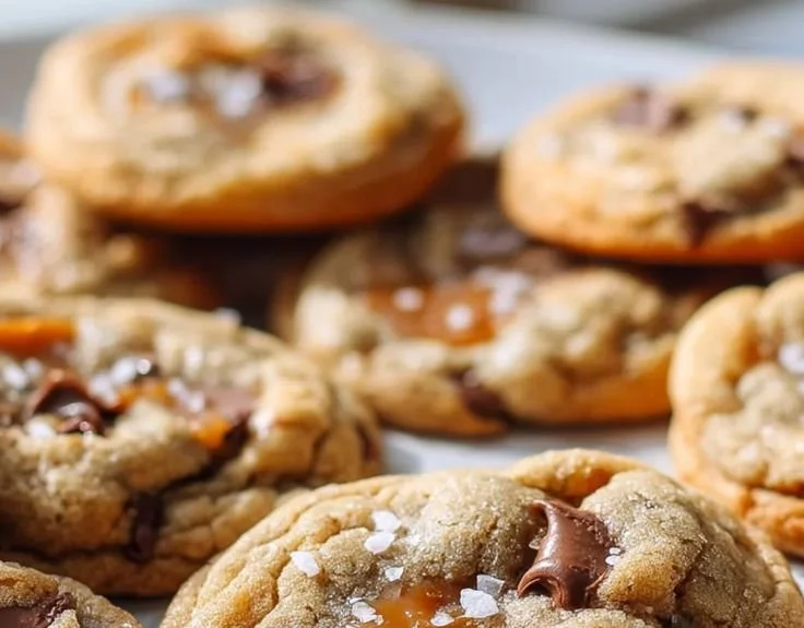 Delicious homemade salted caramel cookies on a plate