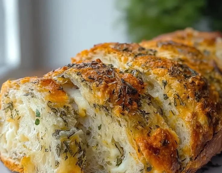 Delicious Italian herbs and cheese bread freshly baked