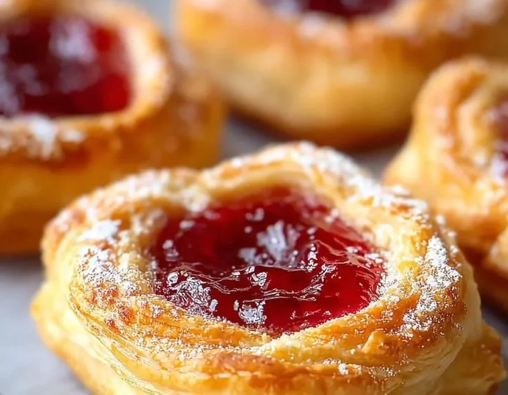 Delicious homemade jam tarts with fruit filling in a flaky crust