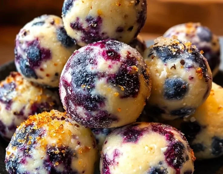 Lemon Blueberry Cottage Cheese Protein Bites served in a bowl