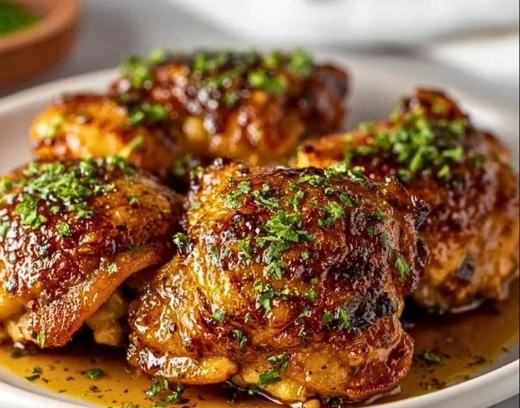 Delicious Maple-Glazed Chicken Thighs ready to serve