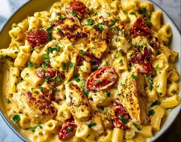 Delicious Marry Me Chicken Pasta ready to serve with a creamy sauce.