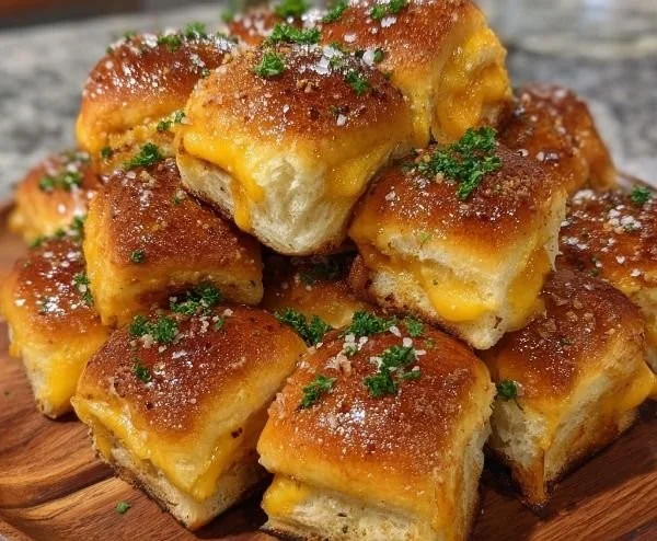 Mini grilled cheese sandwiches made with Hawaiian rolls