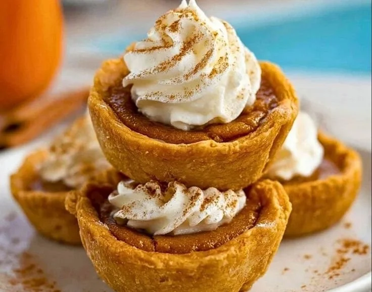 Delicious mini pumpkin pies on a festive plate