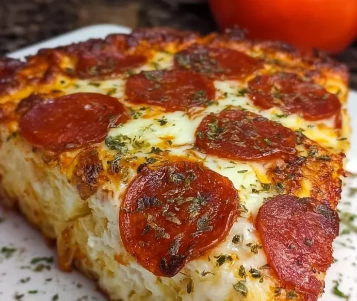 Delicious pizza-style cottage cheese bake topped with fresh vegetables and melted cheese