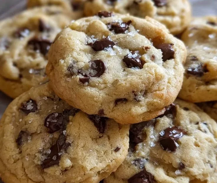 Freshly baked sourdough chocolate chip cookies on a cooling rack