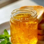 Spring Dandelion Jelly with a hint of orange flavor in a jar