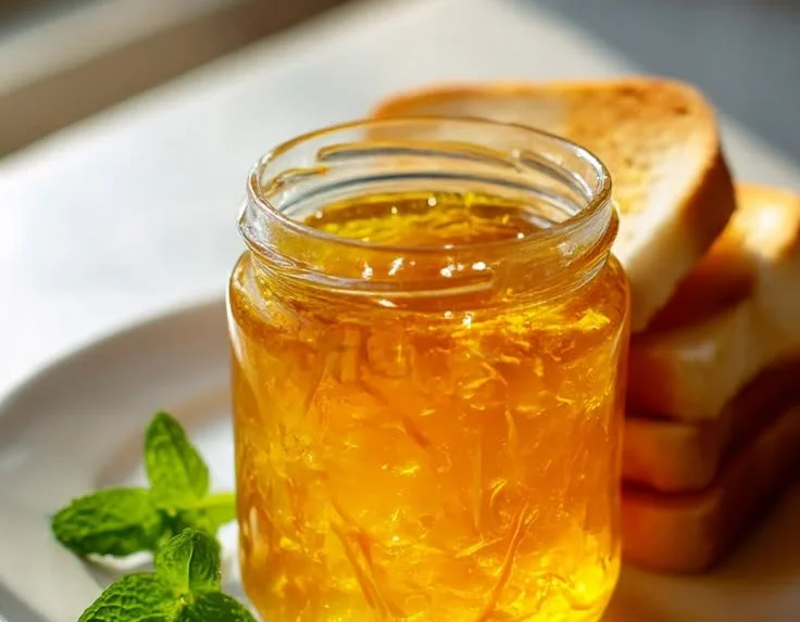 Spring Dandelion Jelly with a hint of orange flavor in a jar