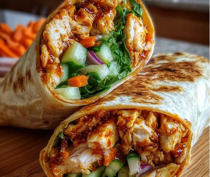 Delicious Sweet Chili Chicken Wraps recipe with fresh ingredients