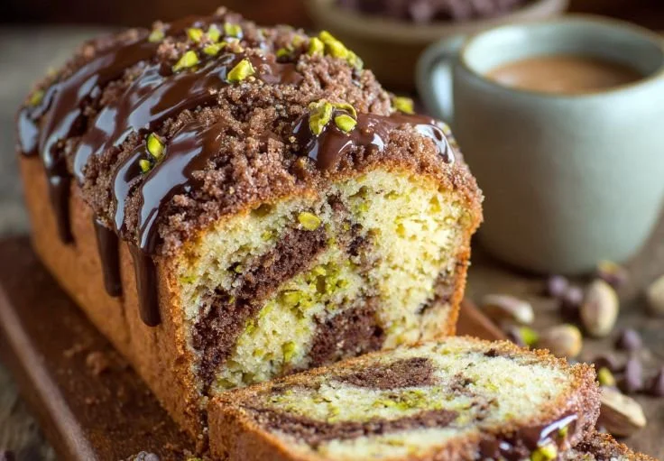 Triple Chocolate Pistachio Bread: rich loaf with chocolate and pistachios