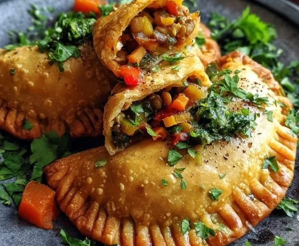 Vegan Lentil Empanadas with Veggie Filling and Chimichurri sauce