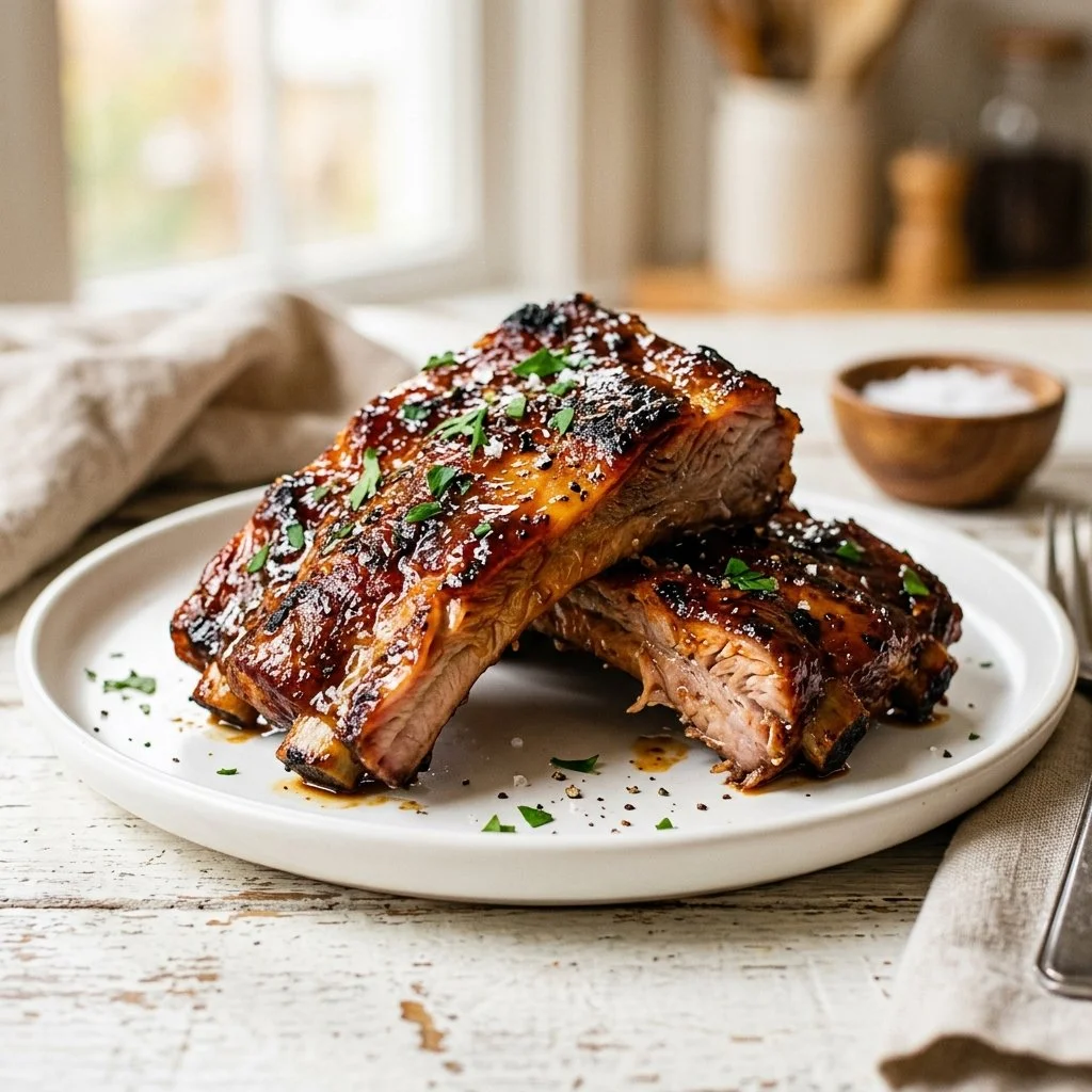 Deliciously grilled baby back ribs with barbecue sauce