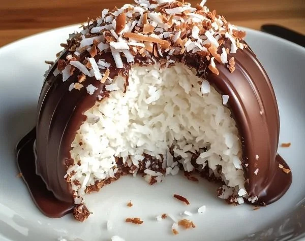 Delicious Coconut Dome dessert with rich chocolate flavor