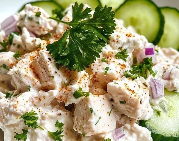 Cottage Cheese Tuna Salad served in a bowl with fresh ingredients.