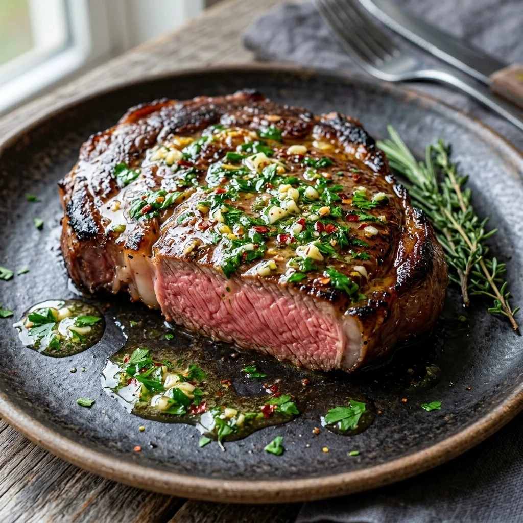 Juicy Cowboy Butter Steak topped with a flavorful herb-infused butter