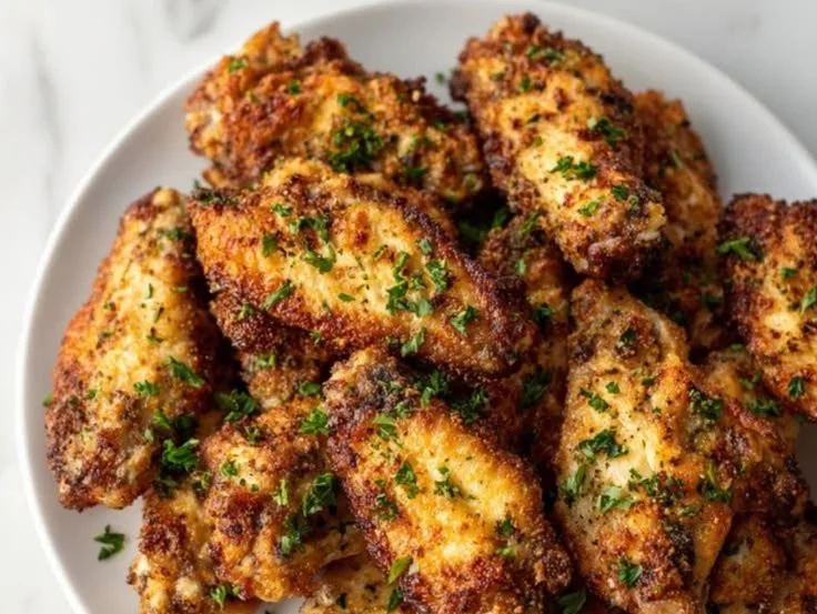 Delicious crispy chicken wings cooked in an air fryer, perfect for any occasion.
