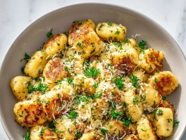 Crispy gnocchi cooked in the air fryer, golden and delicious.