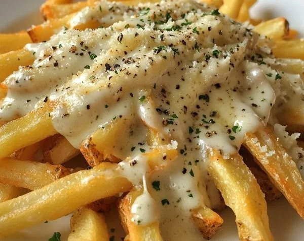 Delicious Garlic Parmesan Sauce drizzled over pasta
