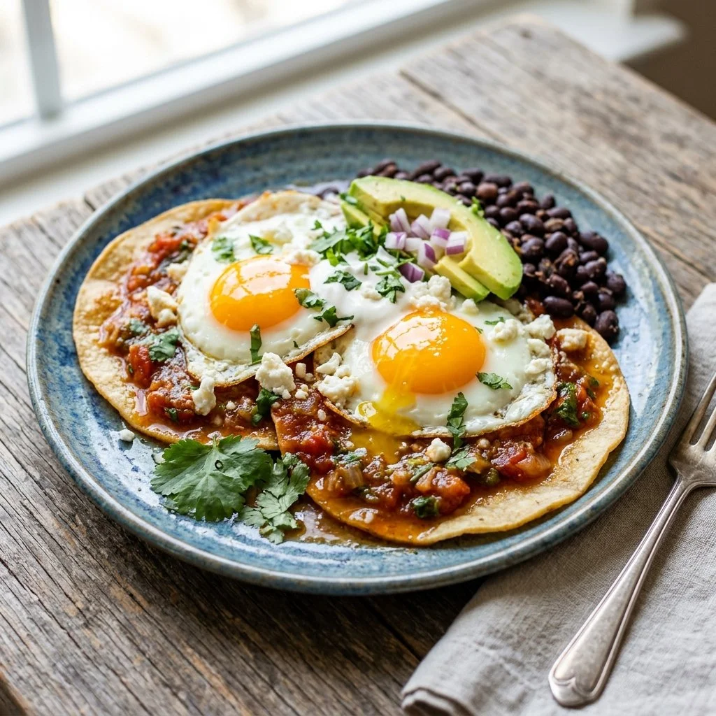 Delicious Huevos Rancheros served with fresh ingredients and spices.
