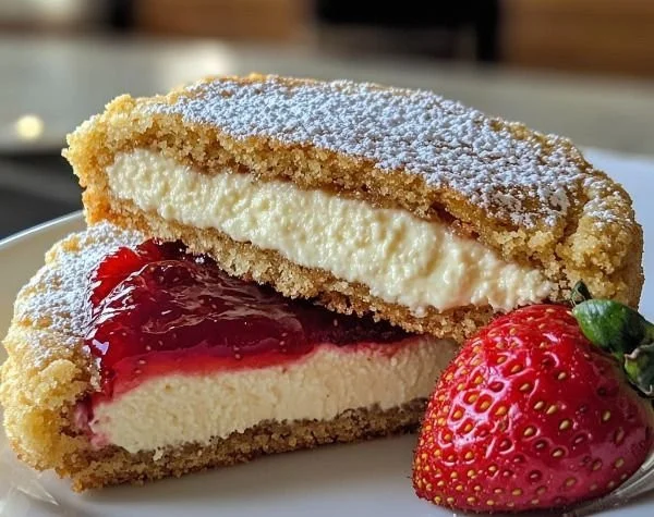 Homemade New York-style cheesecake cookies on a plate