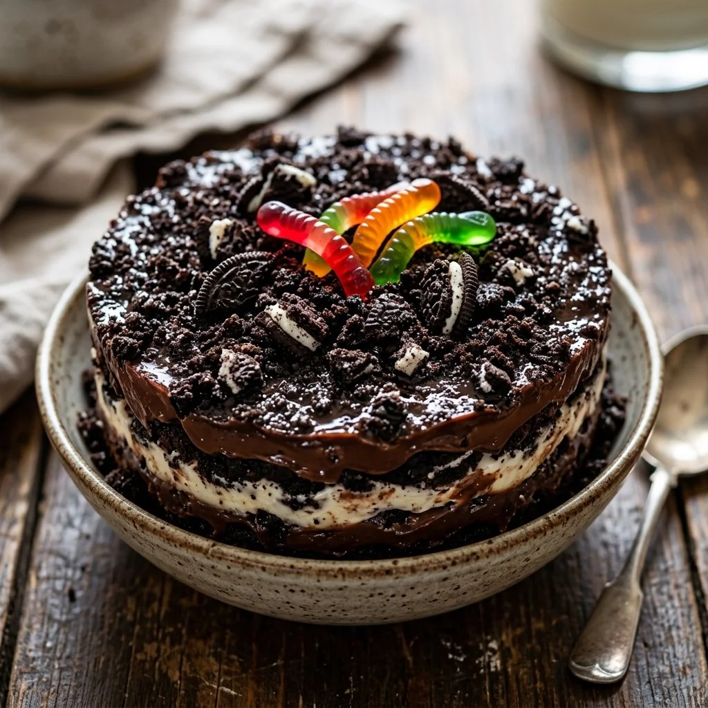 Delicious Oreo Dirt Cake with layers of cream and crushed Oreos