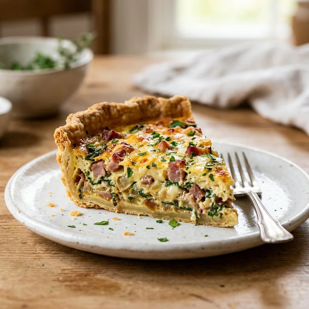 Delicious homemade quiche fresh out of the oven