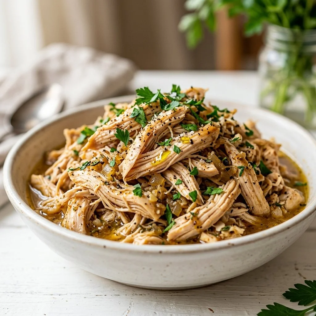 Delicious shredded chicken recipe for tacos and salads