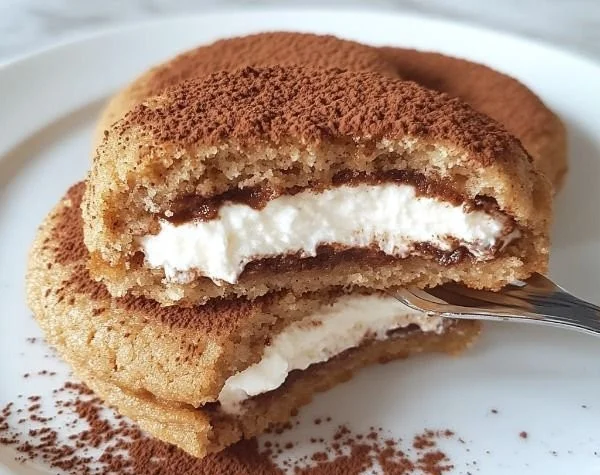 Delicious Tiramisu Cookies topped with cocoa and coffee flavor