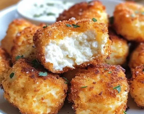 Delicious two-ingredient cottage cheese tots on a plate