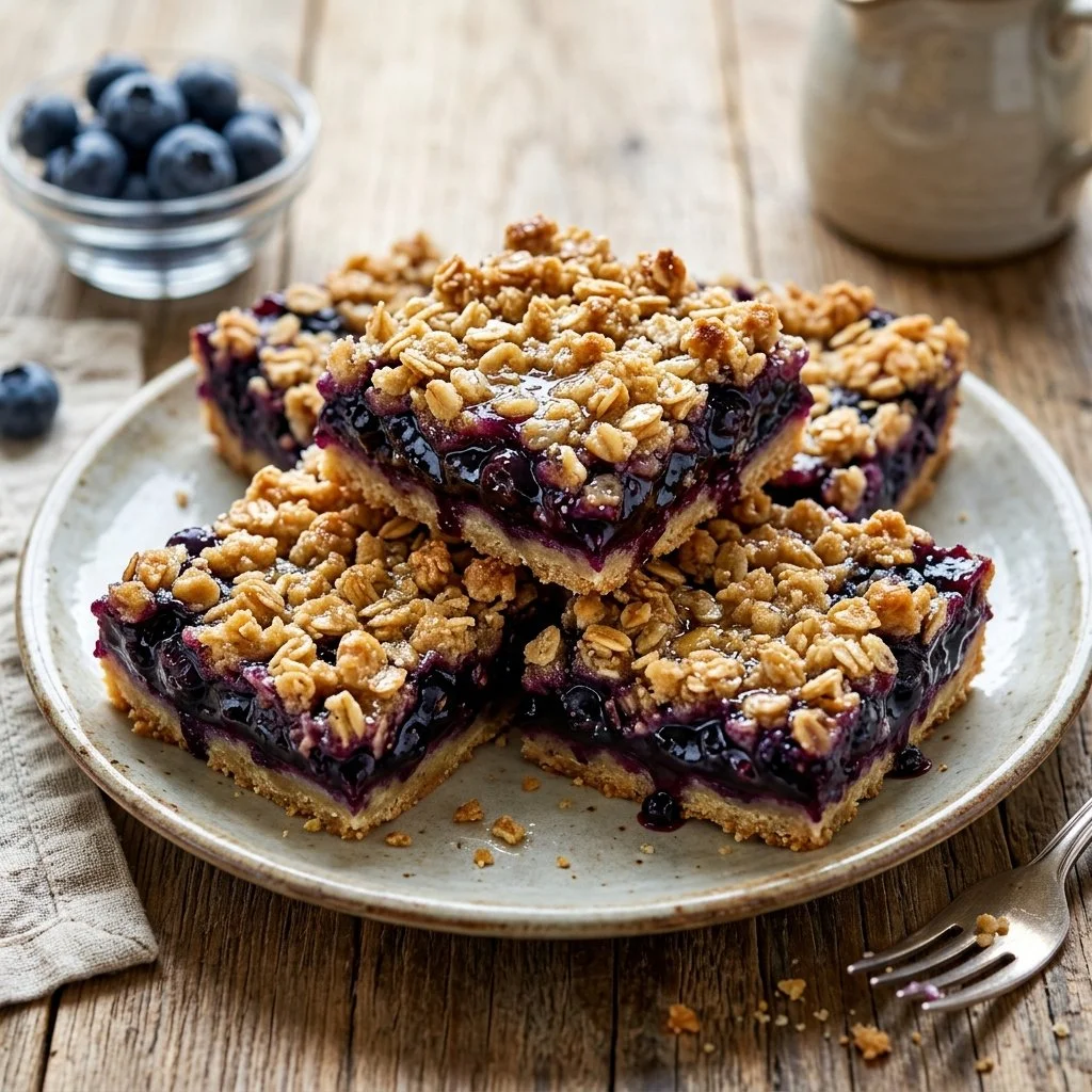 Delicious blueberry crumble bars with a buttery crumb topping