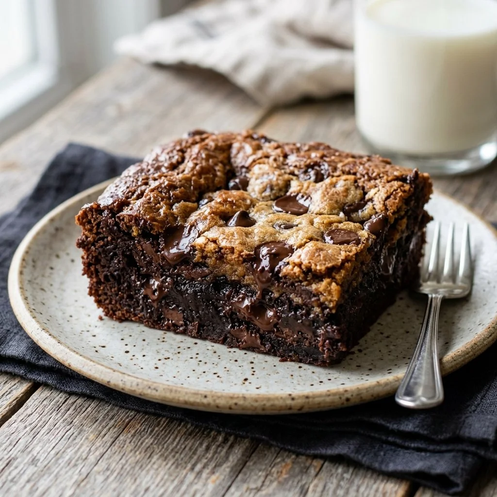 Freshly baked Chocolate Brookies with rich chocolate flavor and chewy texture