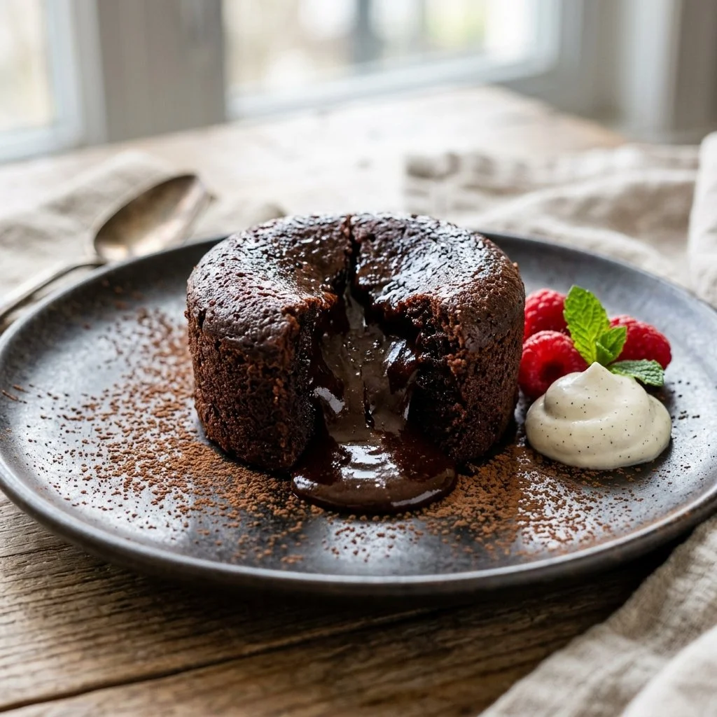 Delicious Chocolate Lava Cake with molten chocolate center