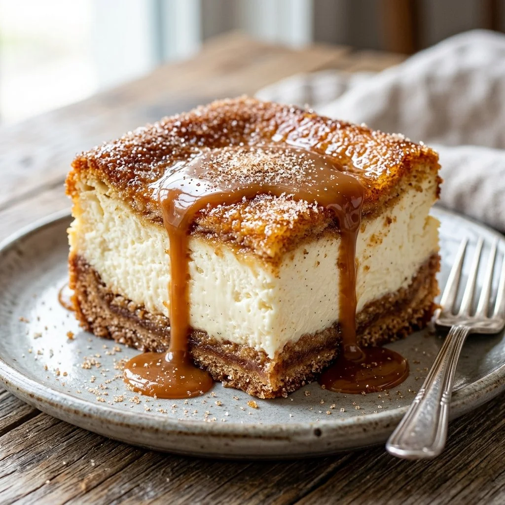 Delicious Churro Cheesecake with cinnamon topping and a crispy crust