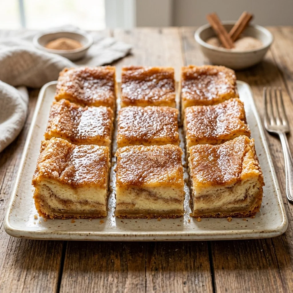 Delicious Churro Cheesecake Bars with cinnamon sugar topping and creamy filling