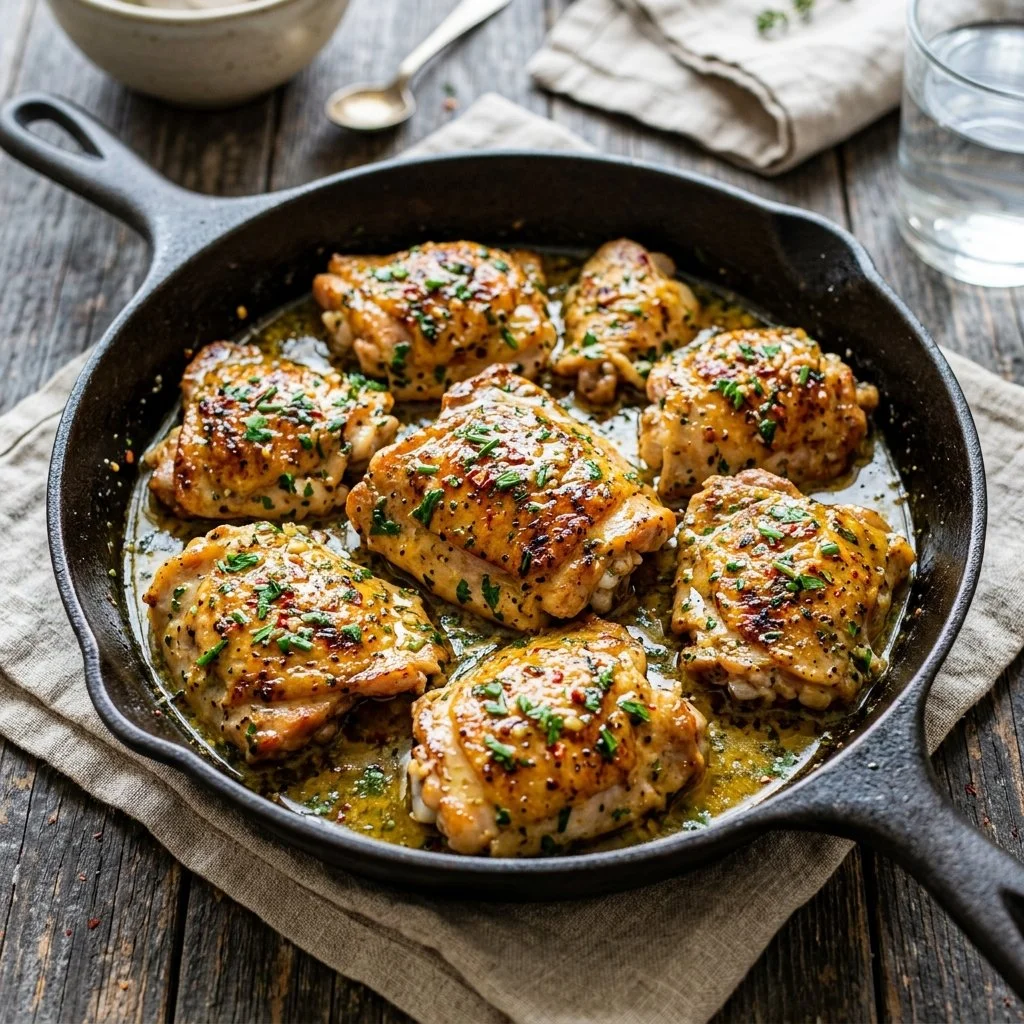 Delicious Cowboy Butter Chicken served with herbs and spices.